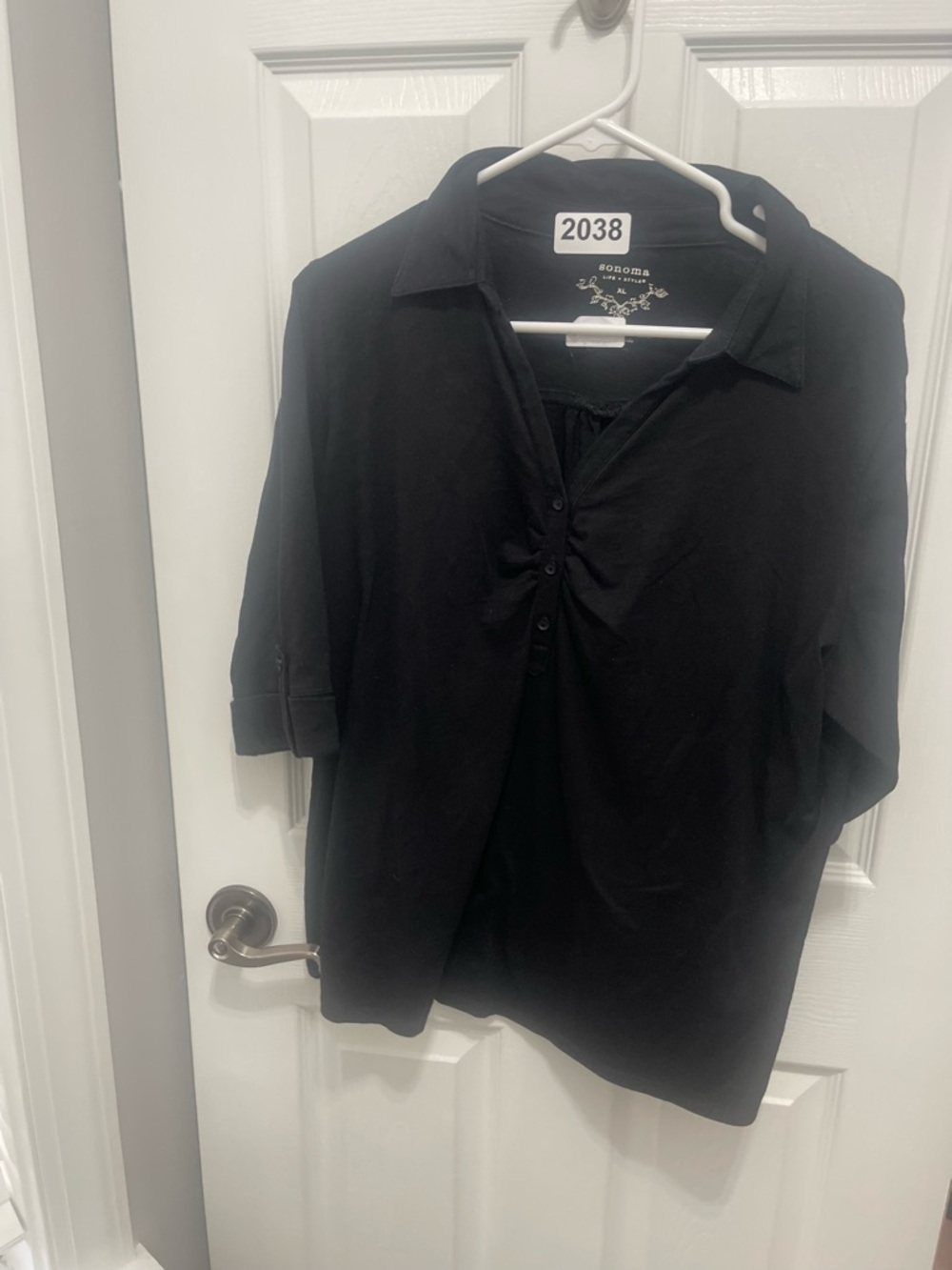 Sonoma Black Collared Button-Front Knit Blouse - image 4